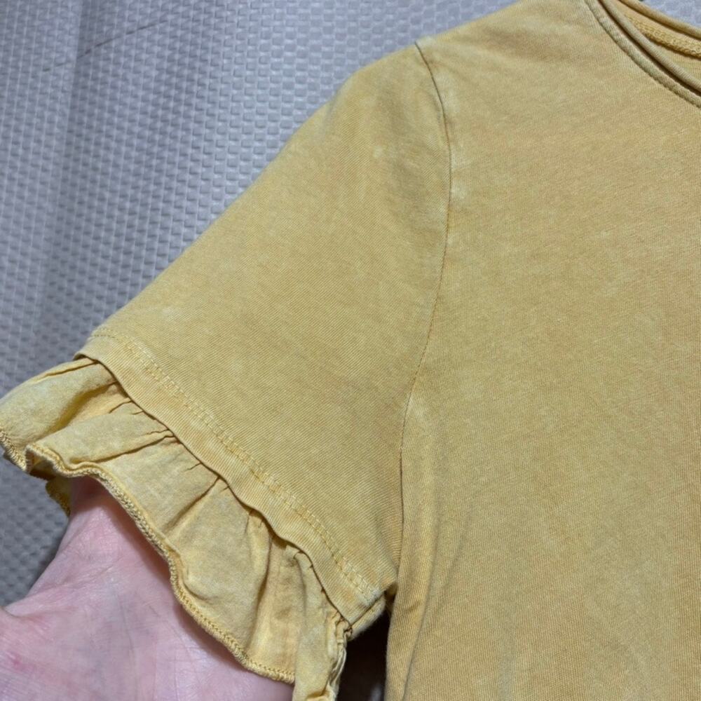 Altar'd State Women's Small Yellow Ruffle Short Sleeve T-Shirt Boho Casual - Picture 3 of 8